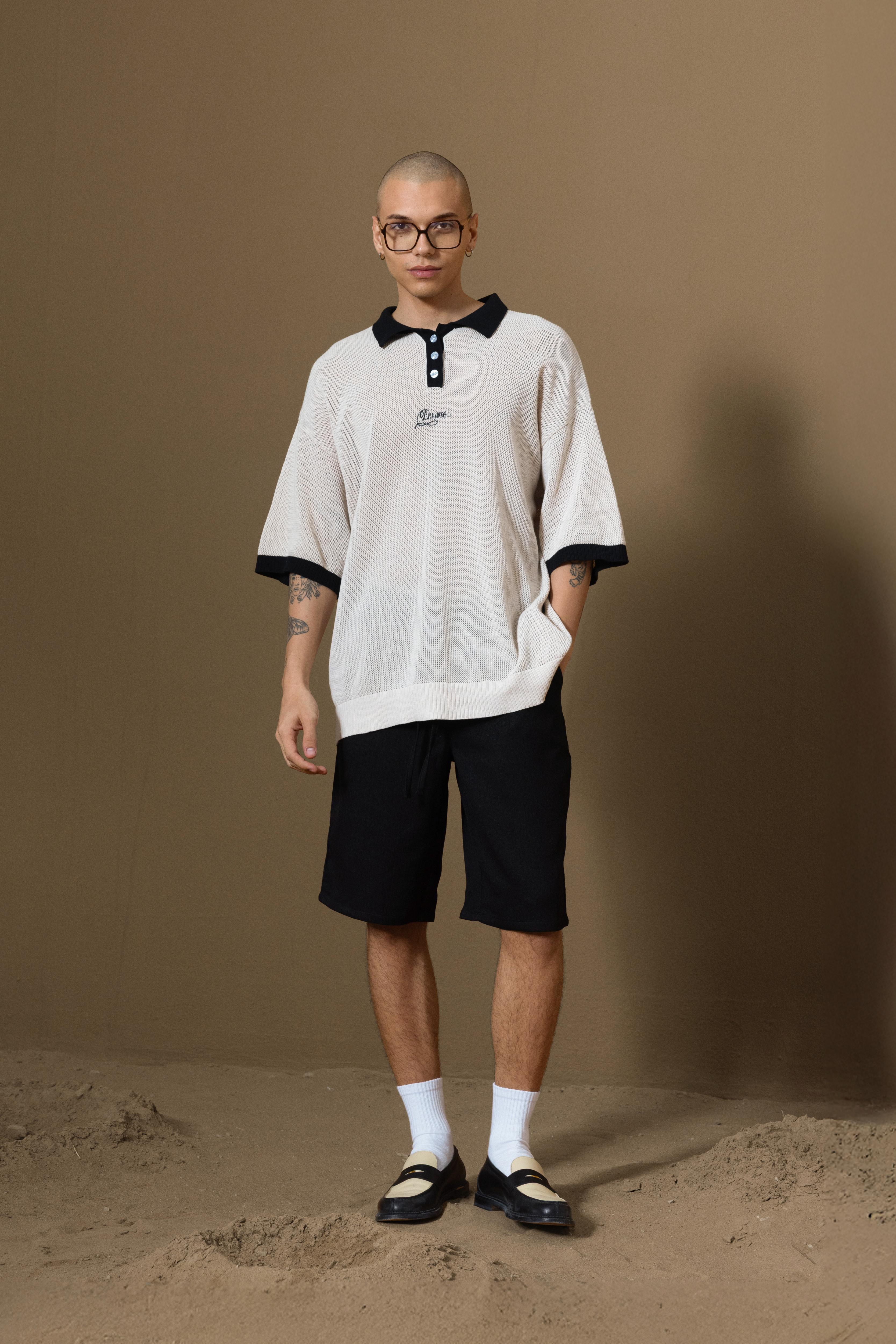 MIRA KNIT POLO - BEIGE